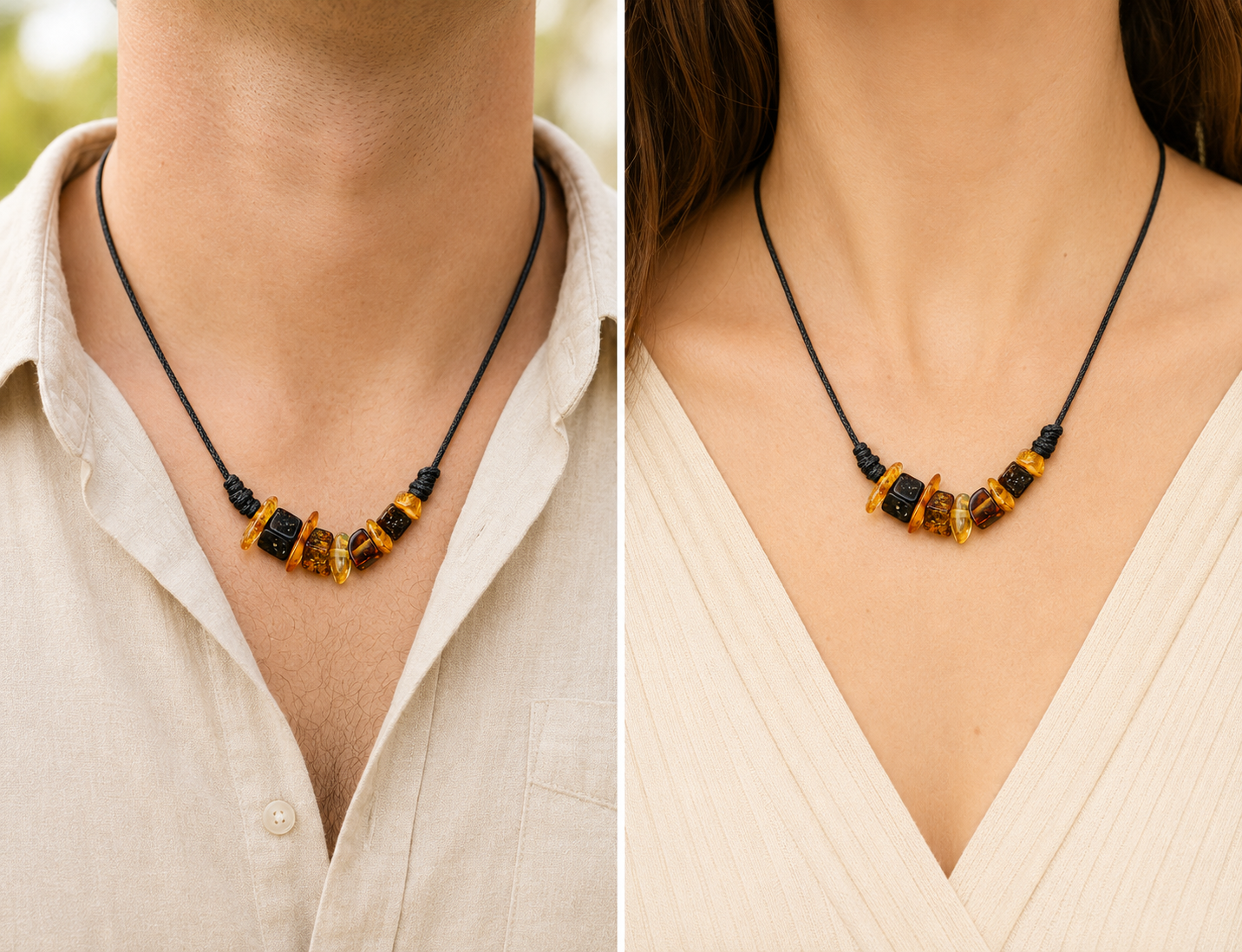 Amber Amulet Pendant Necklace