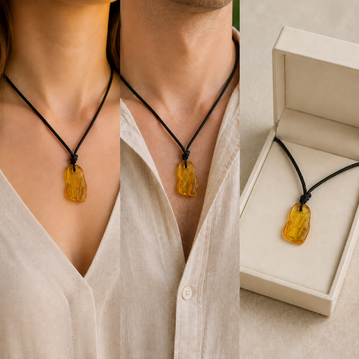 Baltic Amber Amulet with 2 X 40-Million-Year-Old Insect Inclusions