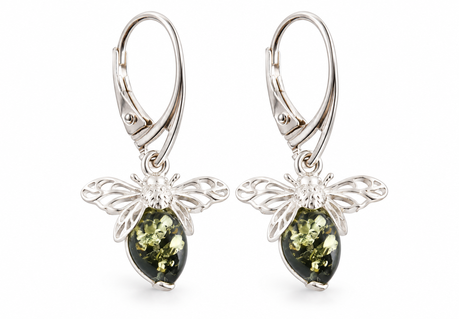 Honey Bee Amber Earrings