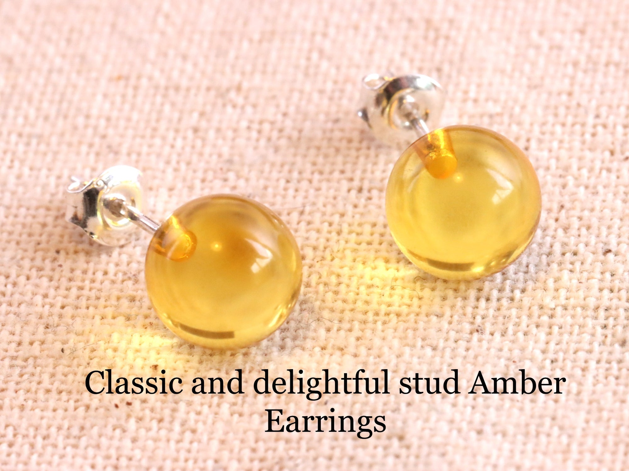 Amber Gem Stud Earrings