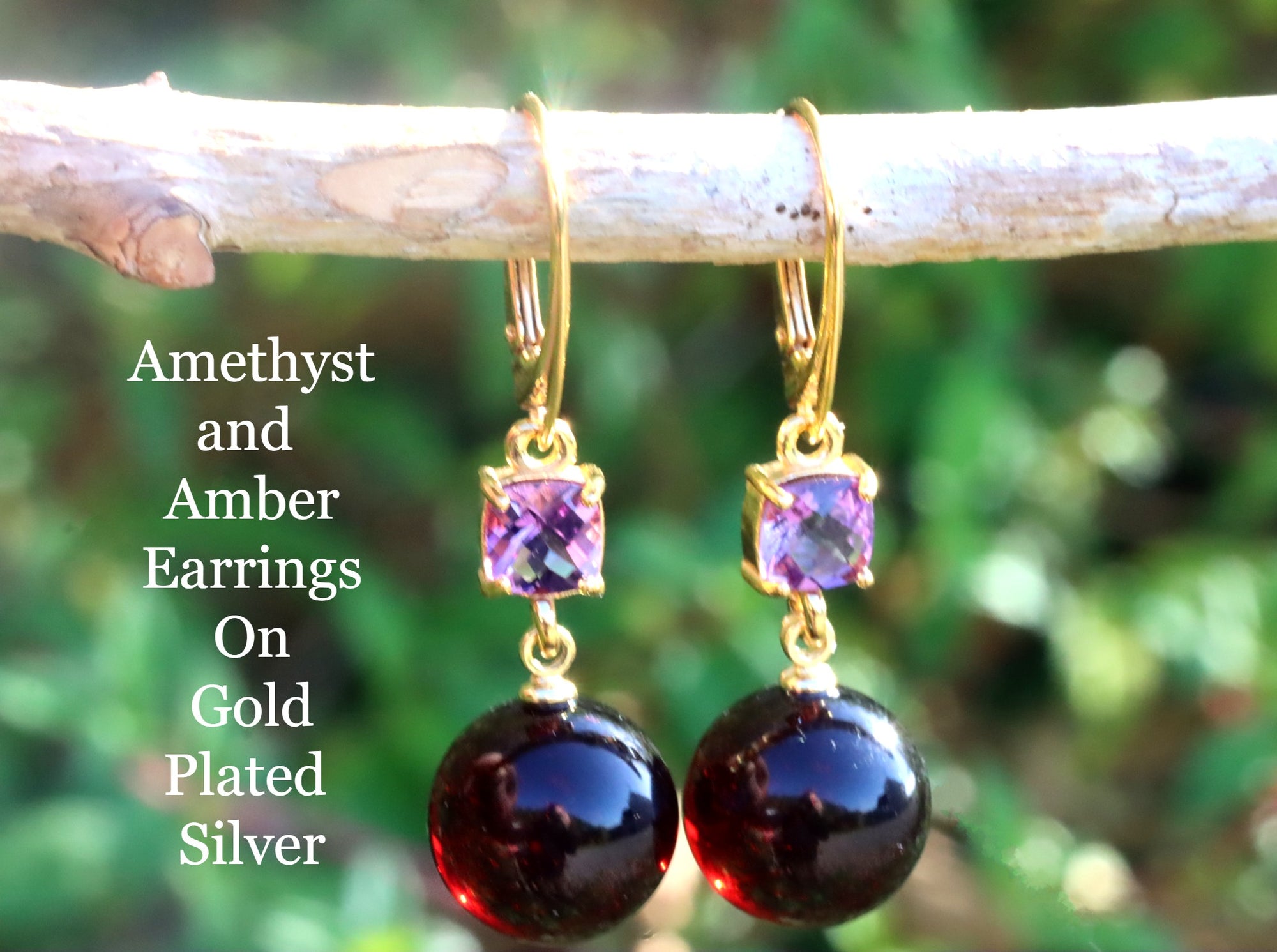 Amethyst and Amber Earrings