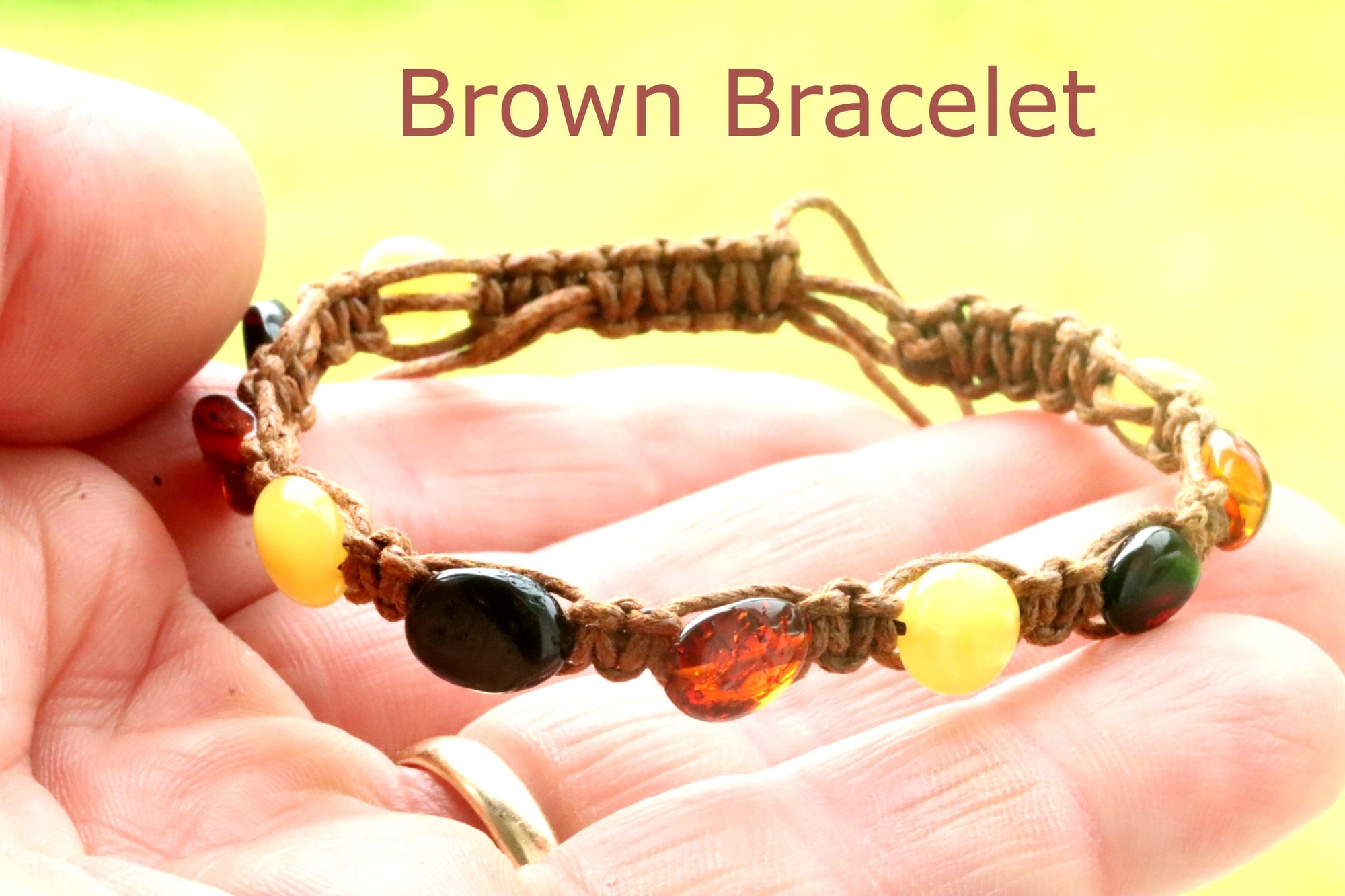 Brown Cord Amber Bracelet