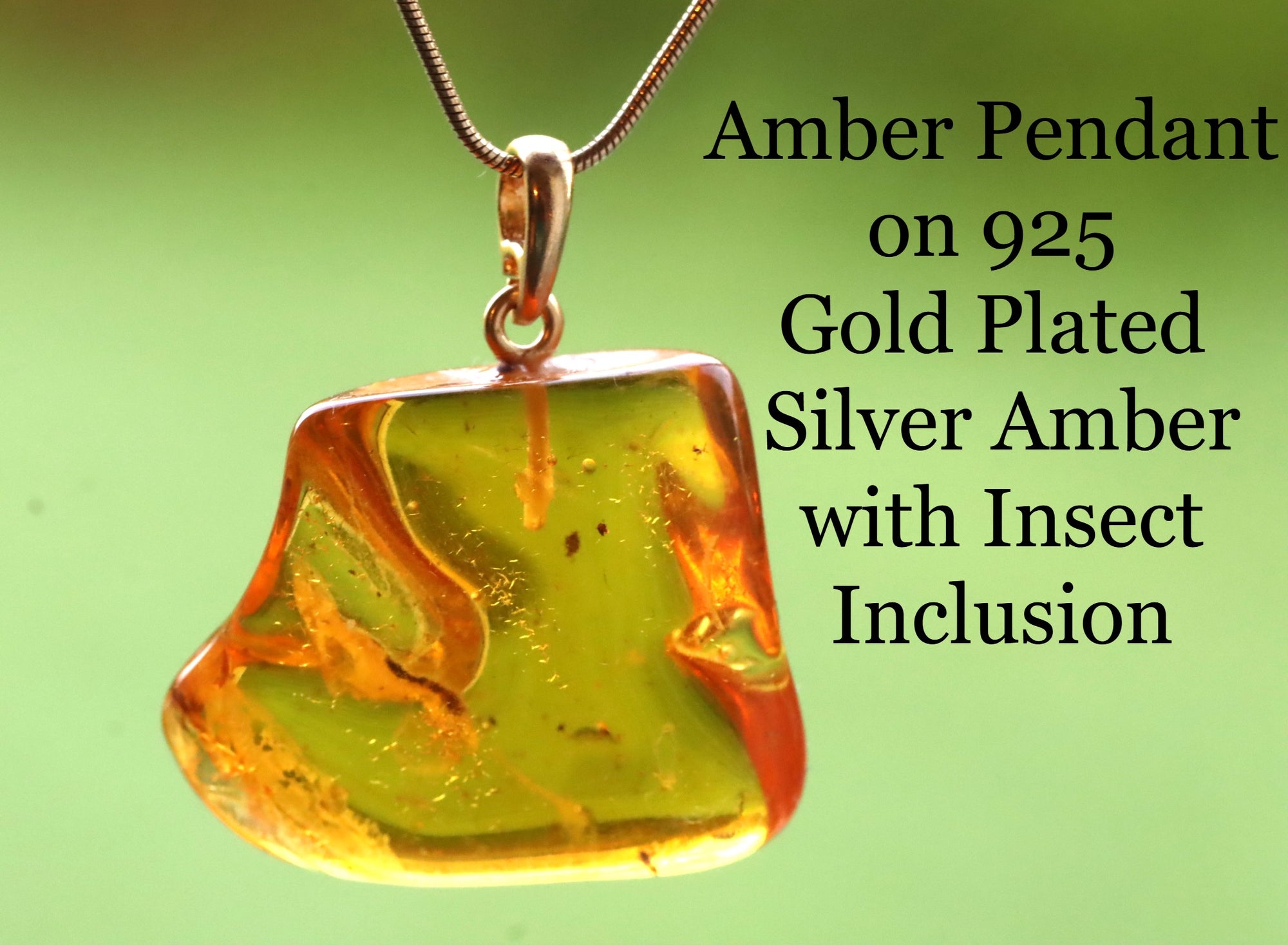 Gold Amber Pendant with Insect Inclusion