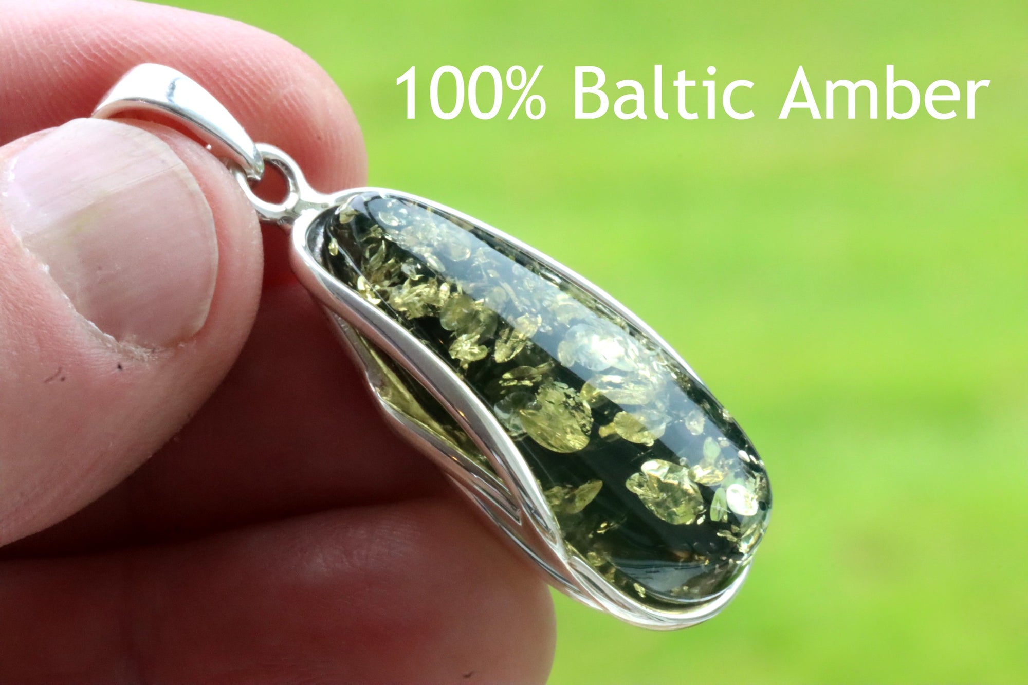 Green Baltic Amber Pendant