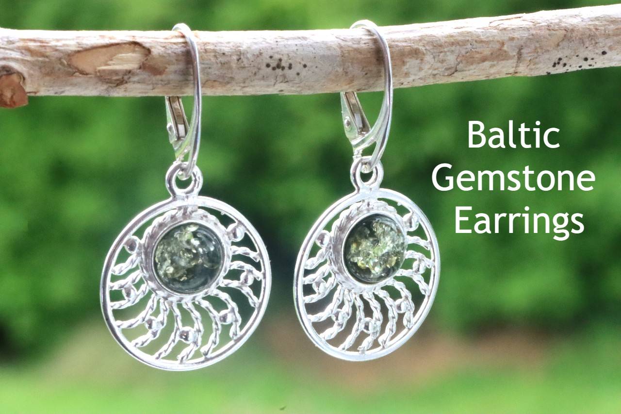 Green Circle Earrings