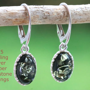 Green amber gem earrings