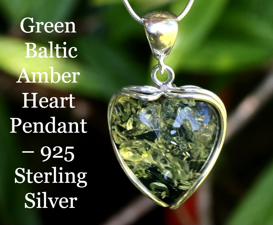 Green Amber Heart Pendant