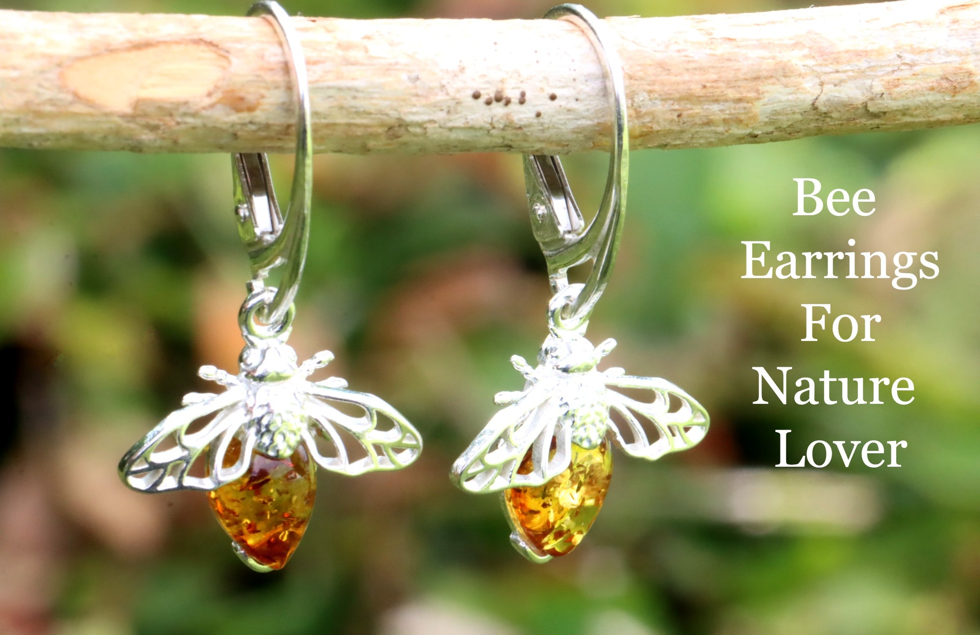 Honey Bee Amber Earrings