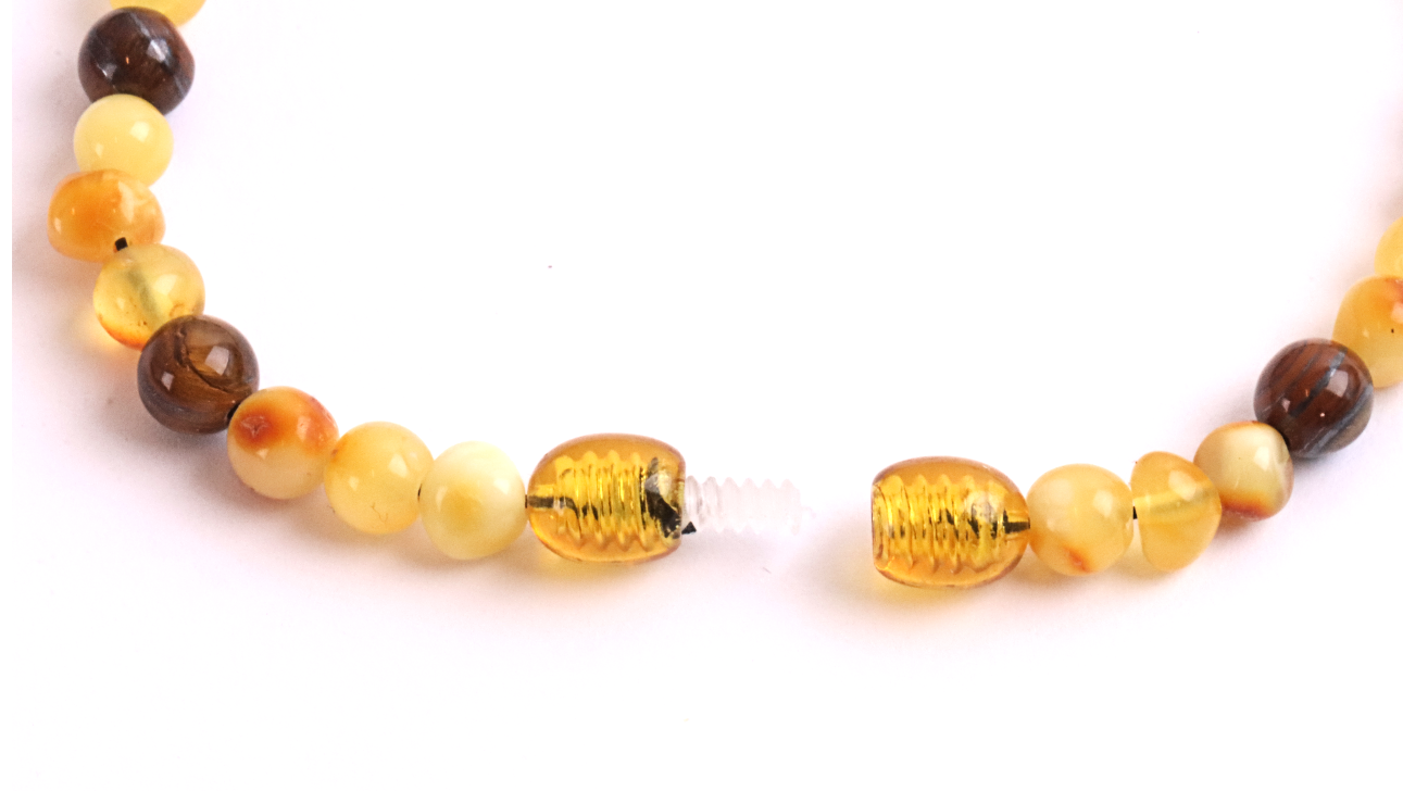 White and lemon Baltic Amber and Tigers Eye Adult Anklet