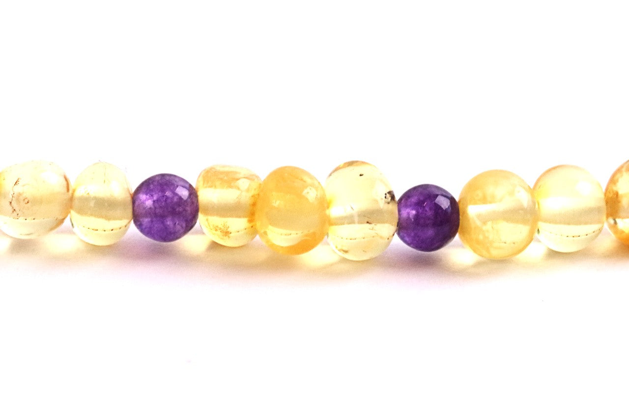Amethyst and Baltic Amber Adult Necklace