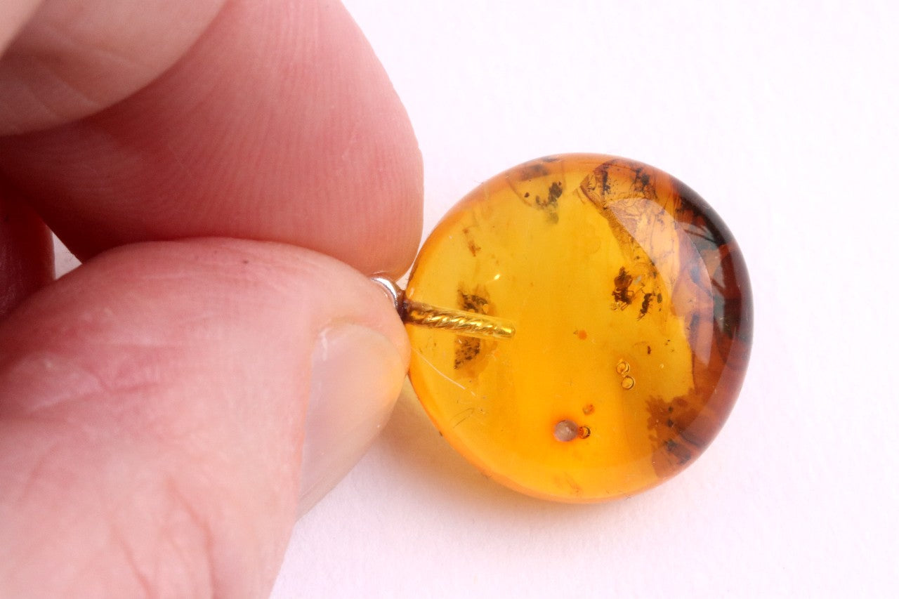 Sterling Silver Baltic Amber Pendant with 2 X Insect