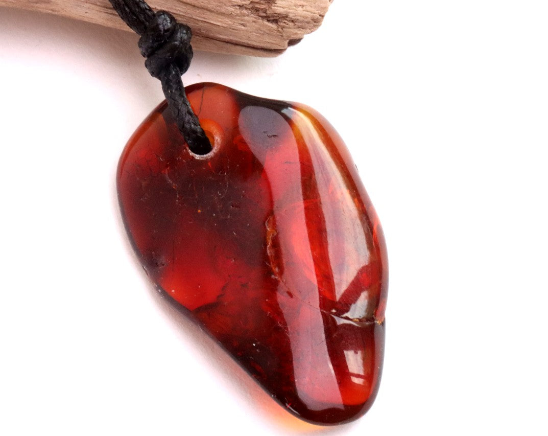 Natural Baltic Red Amber Amulet Pendant