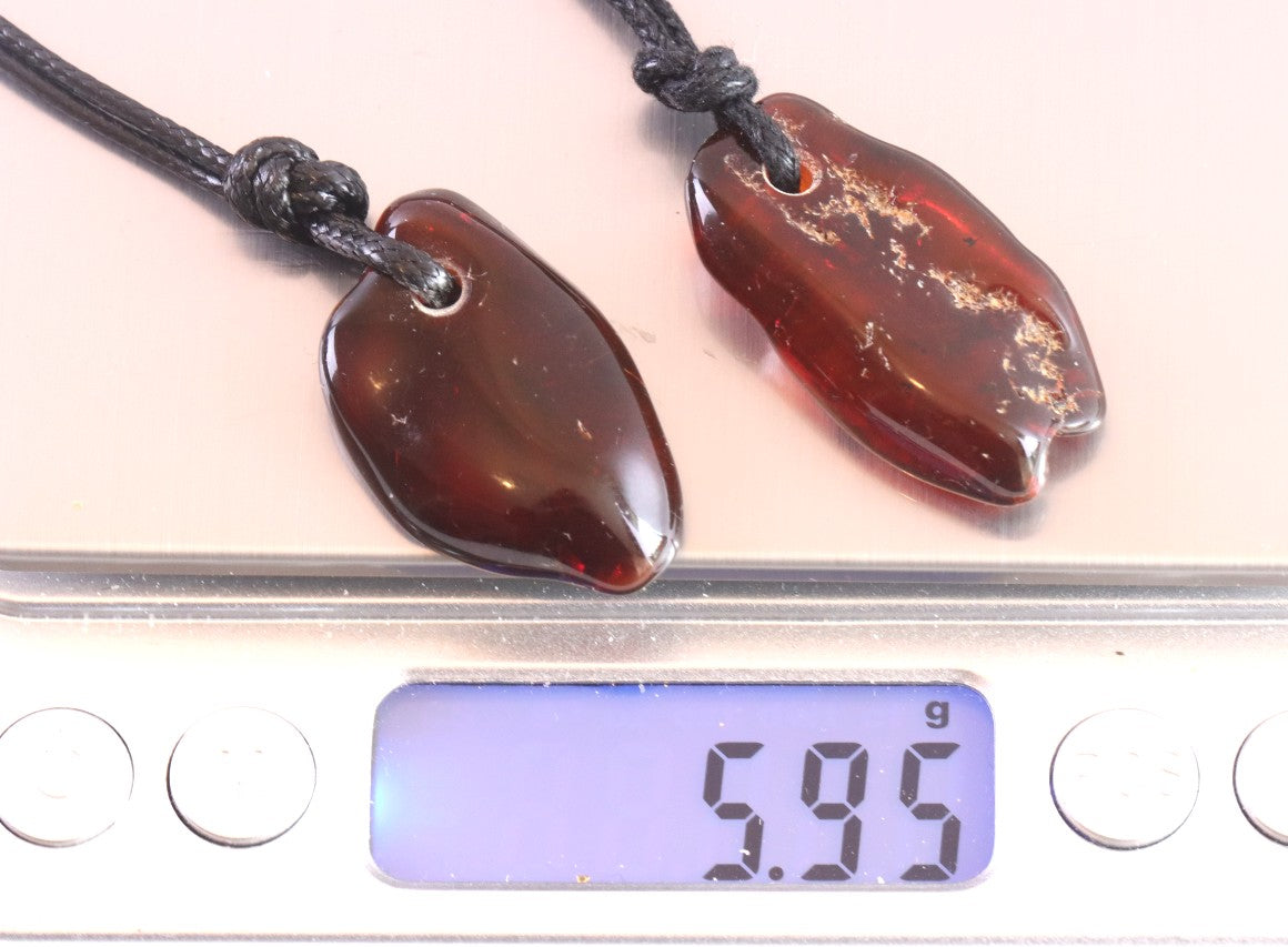 Set of 2 X Baltic Amber Amulet Pendants