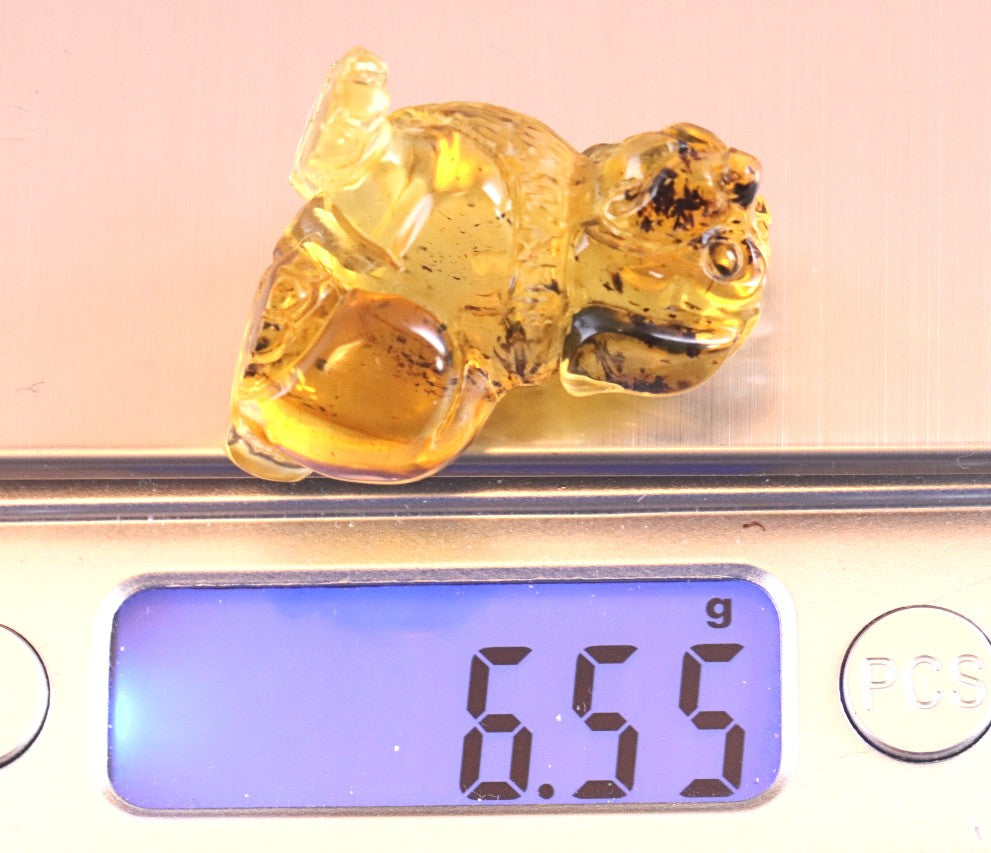 Hand Carved Baltic Amber Dog Figurine