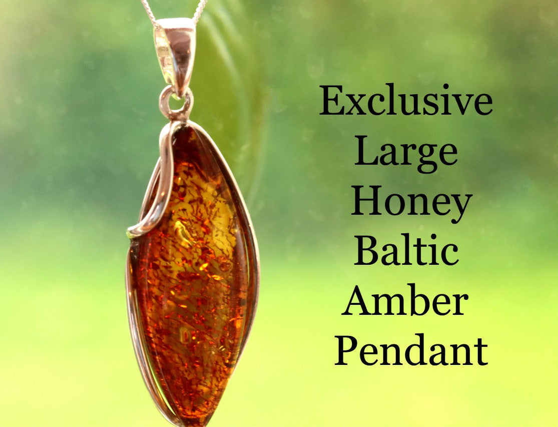 Exclusive Large Honey Baltic Amber Pendant