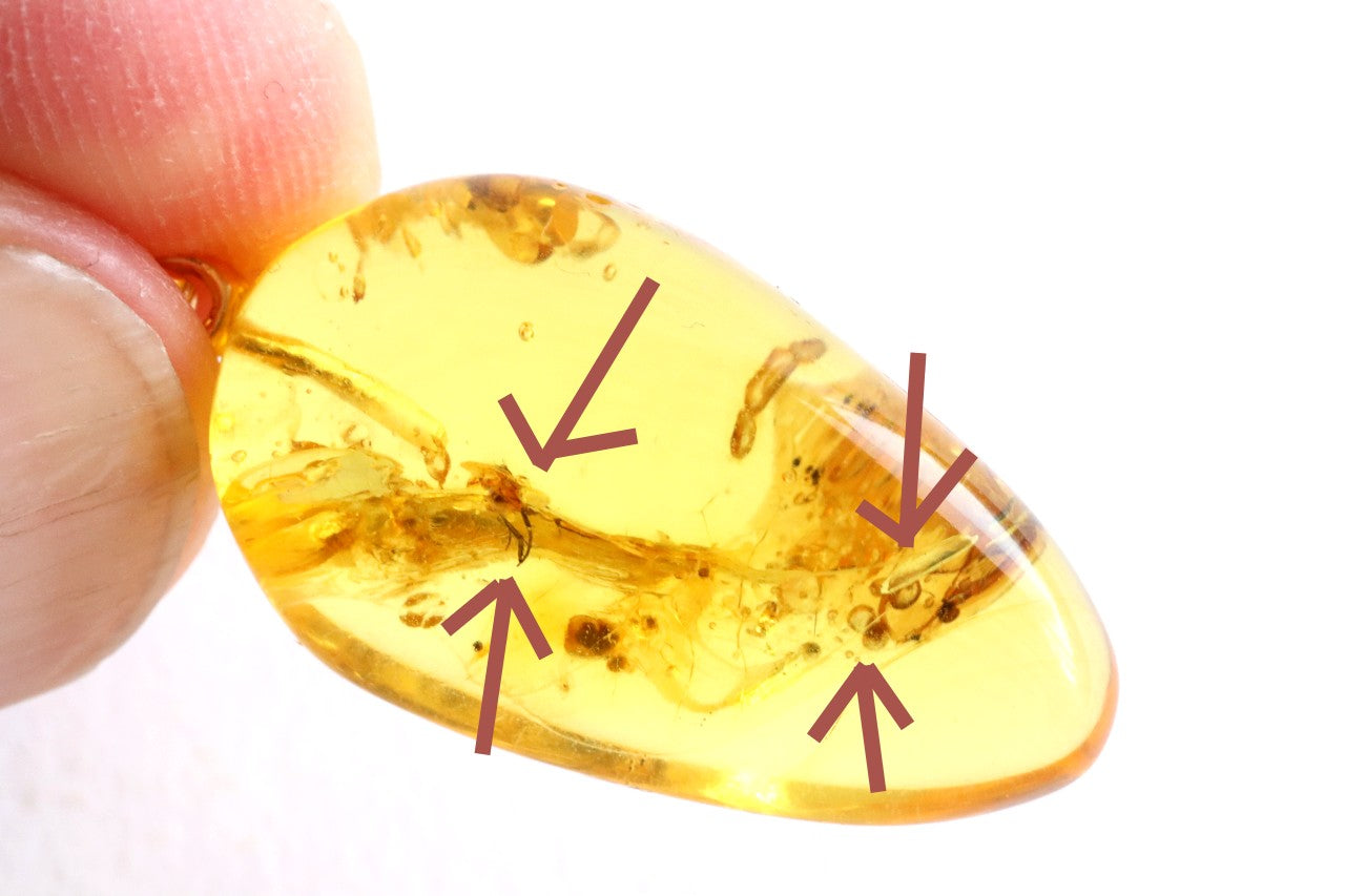 Gold-Plated Baltic Amber Pendant with Insect Inclusion