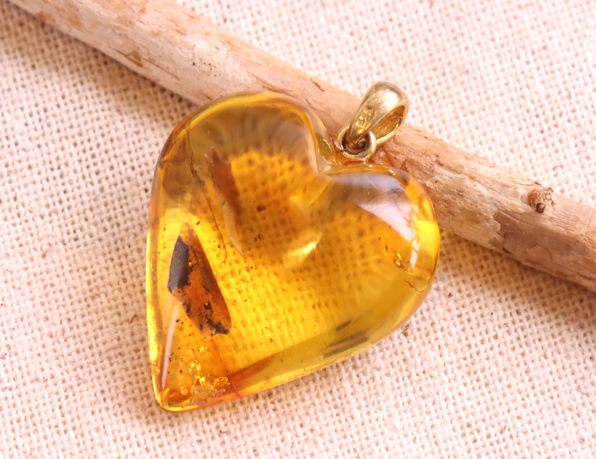 Exclusive Gold plated Silver Baltic Amber Heart Pendant