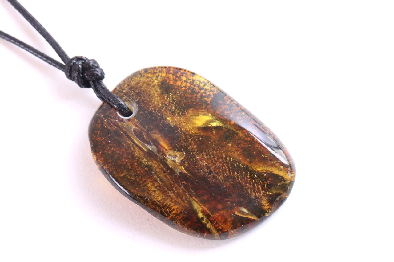 Large Baltic Amber Amulet Pendant • Natural Handmade Amber Necklace