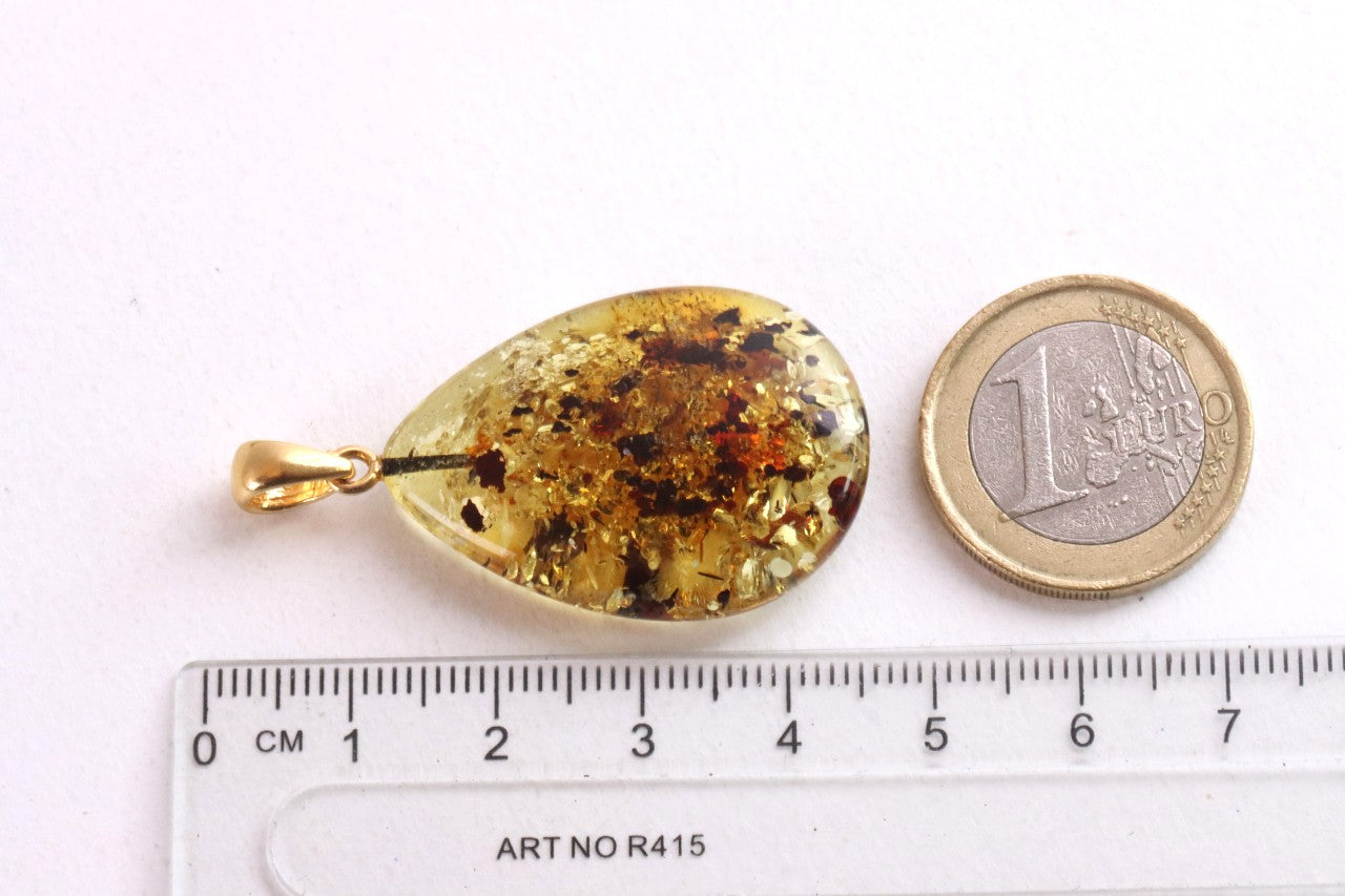 One-of-a-Kind Baltic Amber Drop Pendant on Gold Plated Sterling Silver