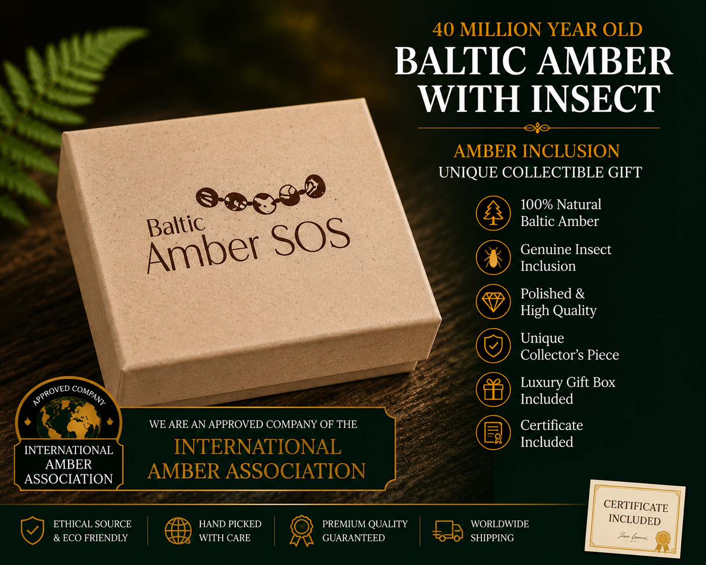 Baltic Amber Amulet Pendant with Insect Inclusion