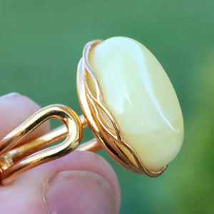 White precious stone ring