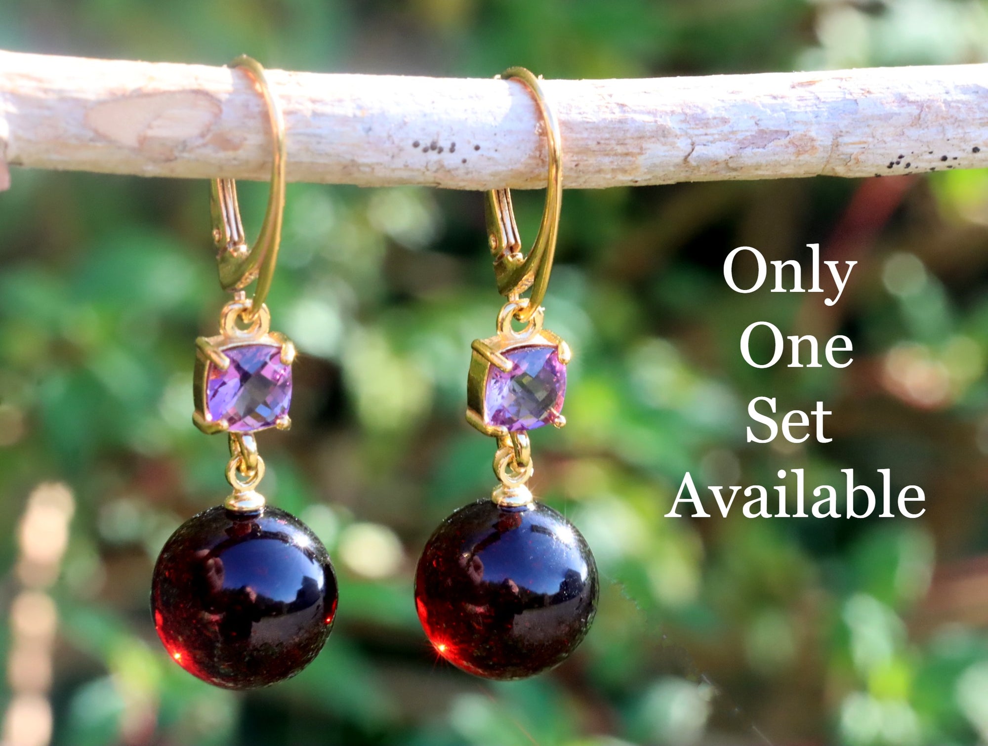 Amethyst and Amber Earrings