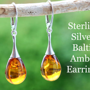 Silver Amber Earrings