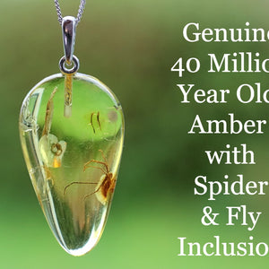 Spider & Fly Inclusion Pendant Necklace