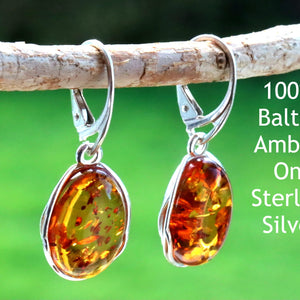 Sterling Silver Amber Earrings