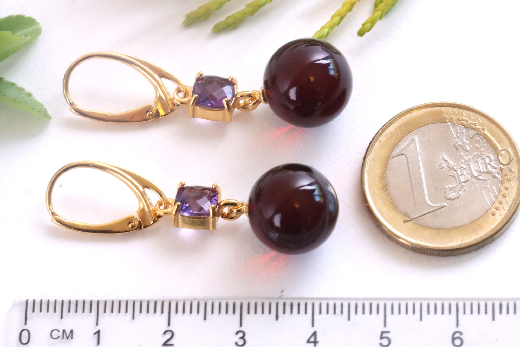 Amethyst and Amber Earrings