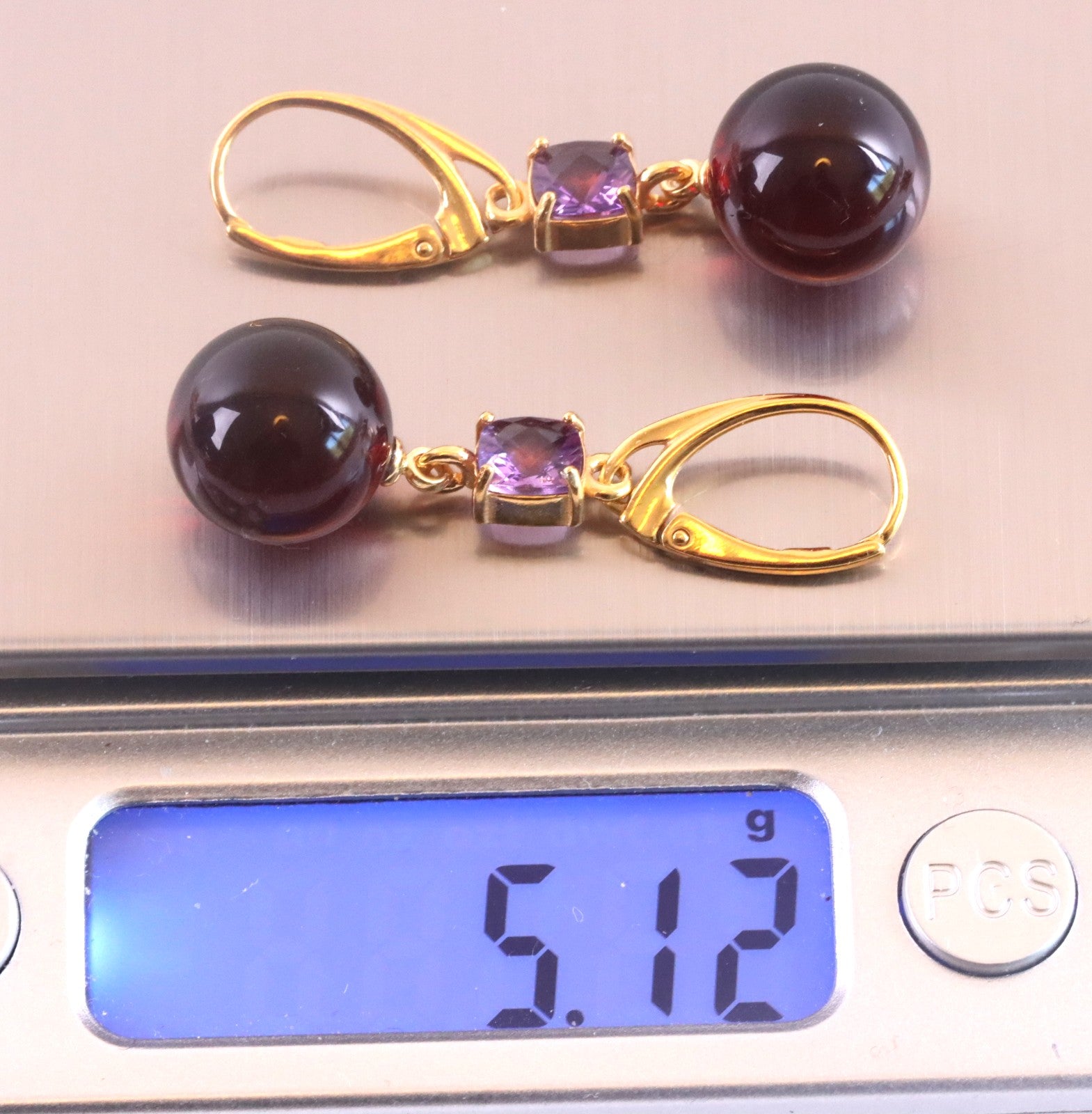 Amethyst and Amber Earrings