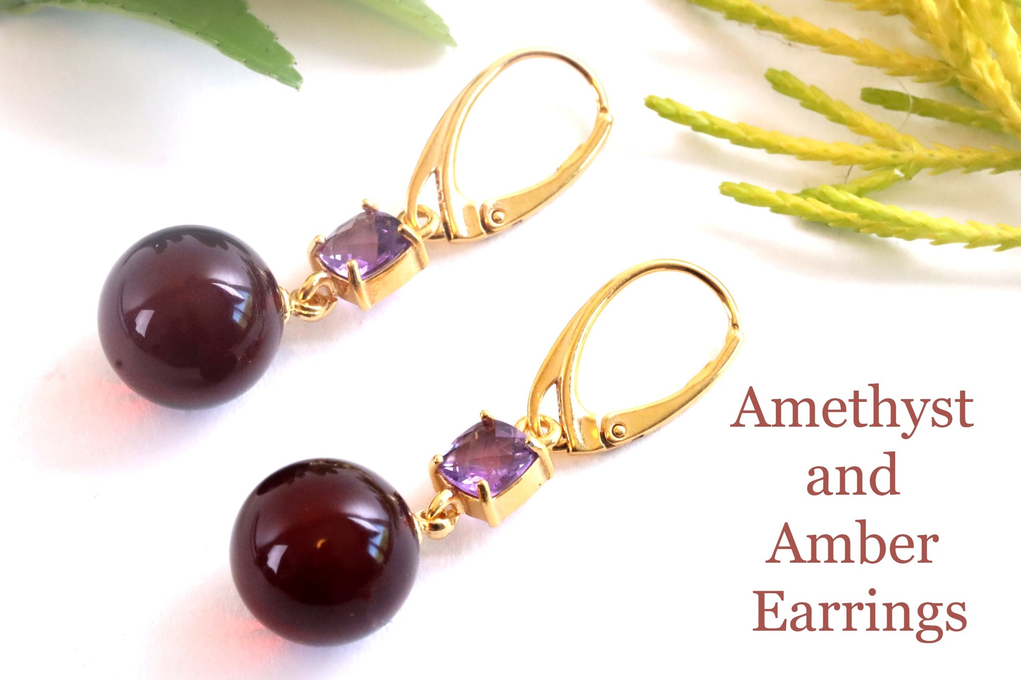 Amethyst and Amber Earrings