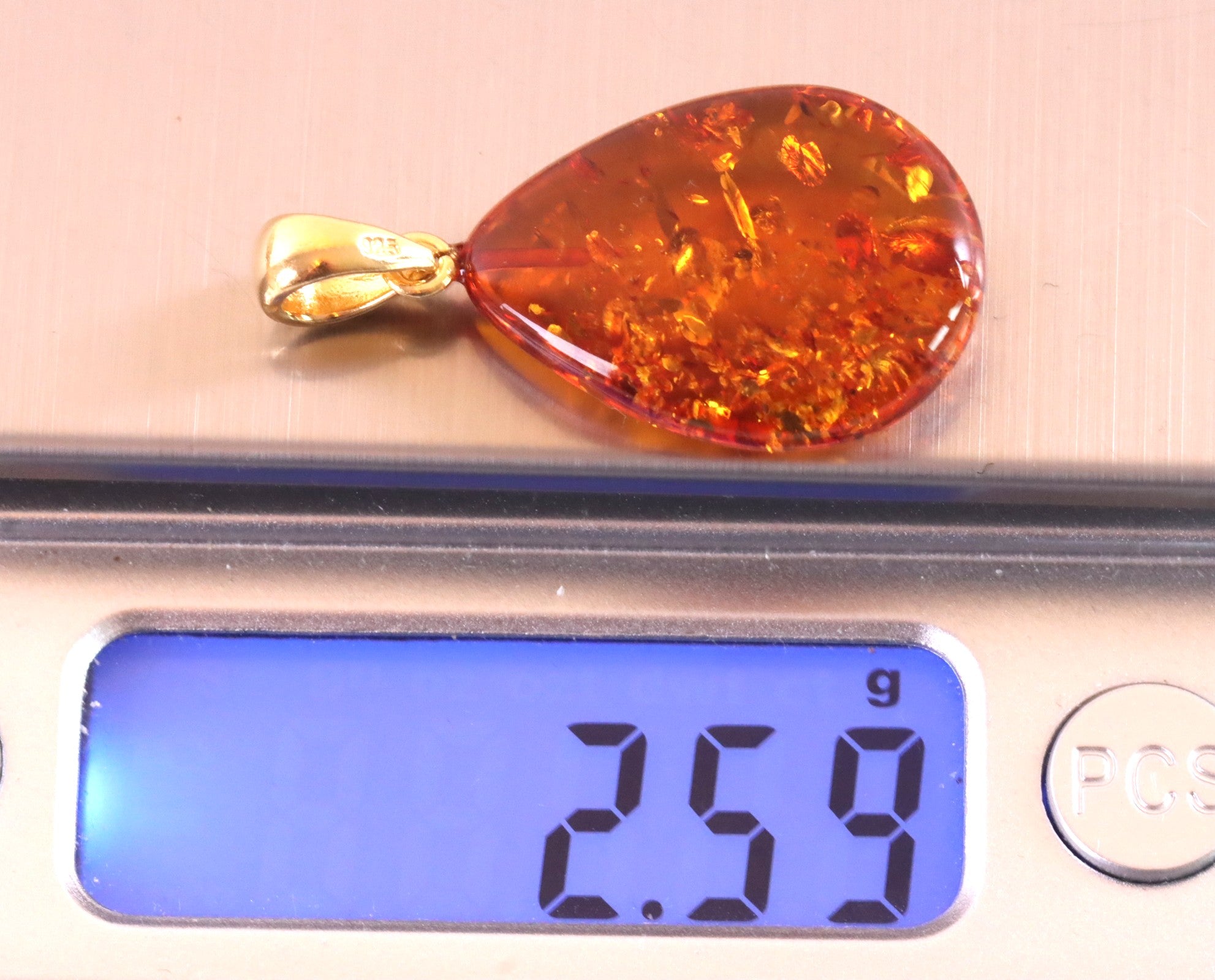 Best Seller Baltic Amber Pendant on 925 Gold Plated Silver