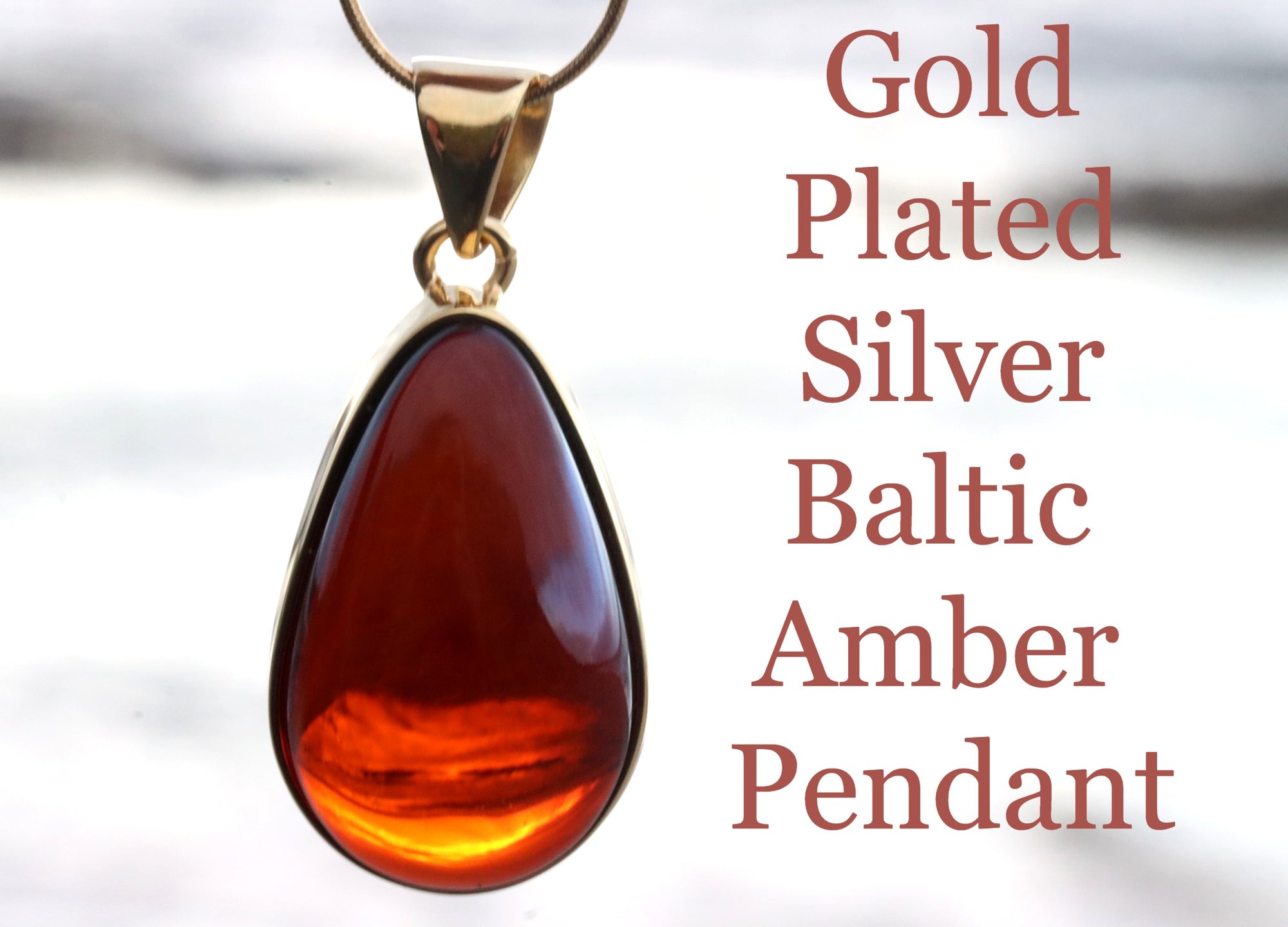 Exclusive One Of A Kind Amber Drop Pendant on 925 Gold Plated Silver (Copy)