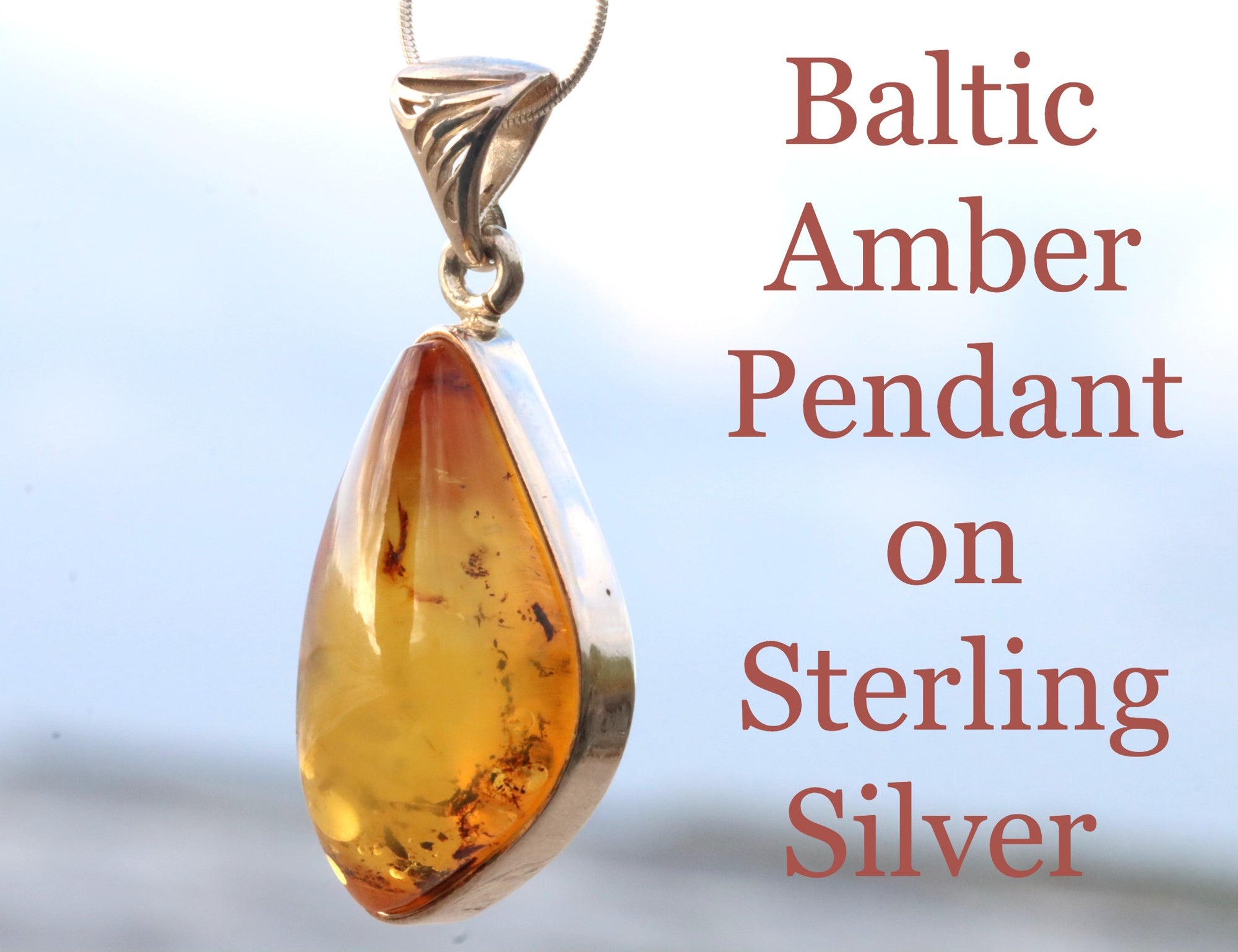 One Of A Kind Natural Baltic Amber Pendant on Sterling Silver