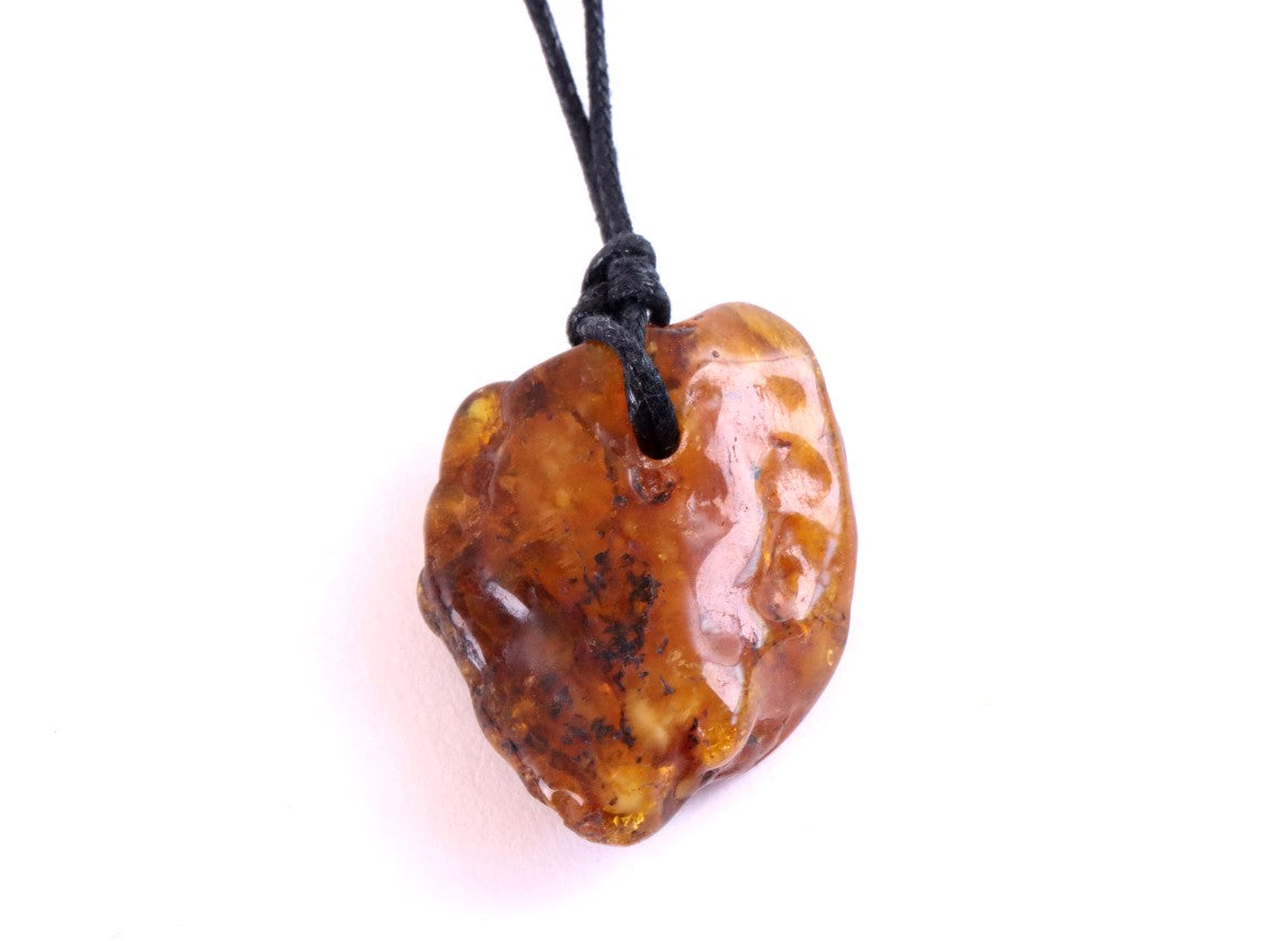 Large Natural Baltic Amber Amulet Pendant Necklace