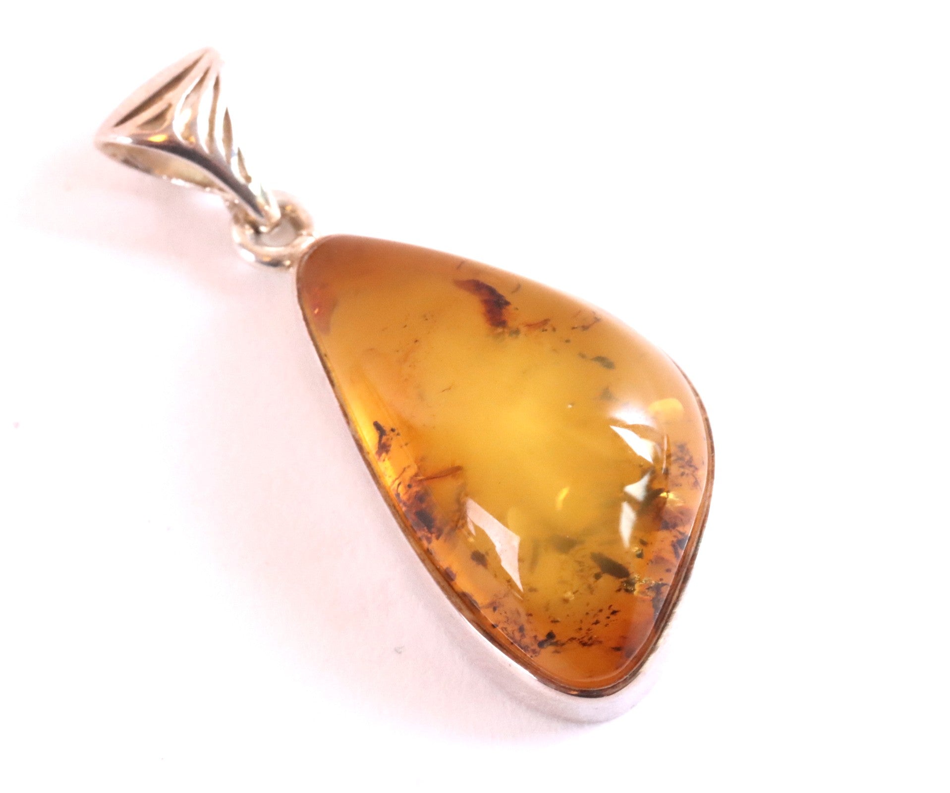 One Of A Kind Natural Baltic Amber Pendant on Sterling Silver