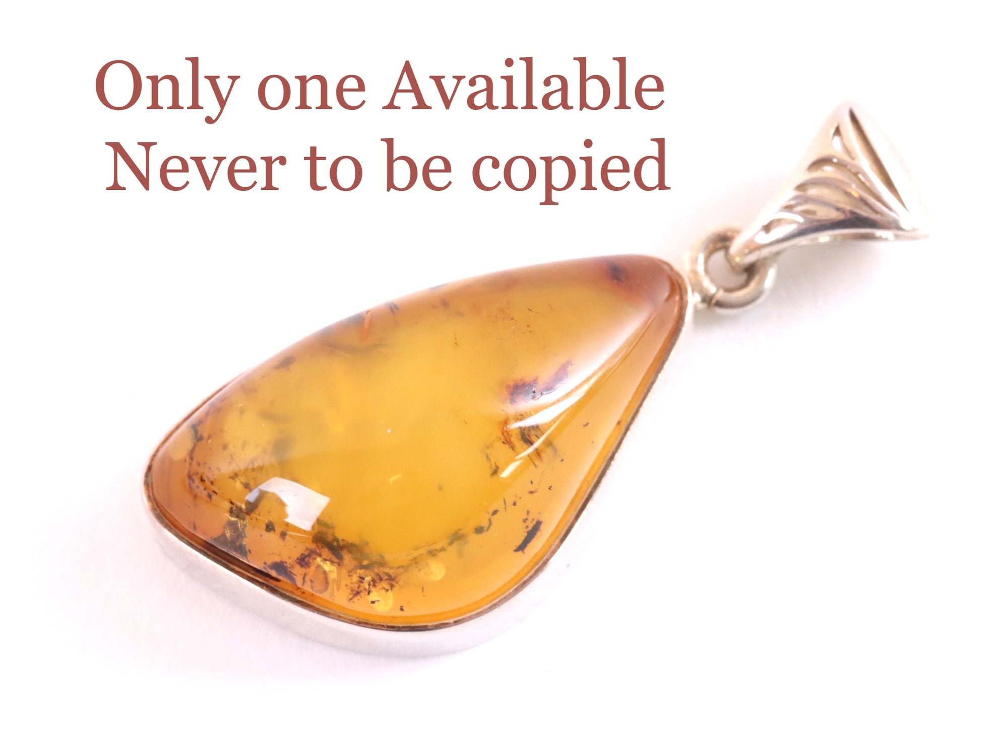 One Of A Kind Natural Baltic Amber Pendant on Sterling Silver