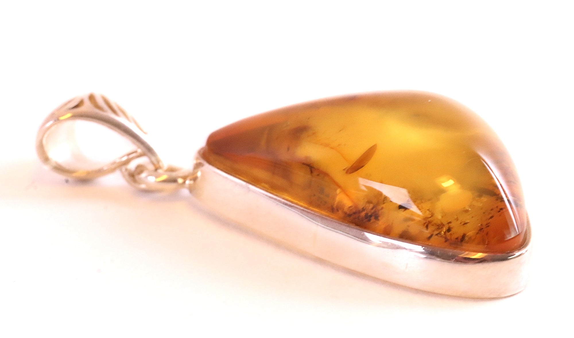 One Of A Kind Natural Baltic Amber Pendant on Sterling Silver