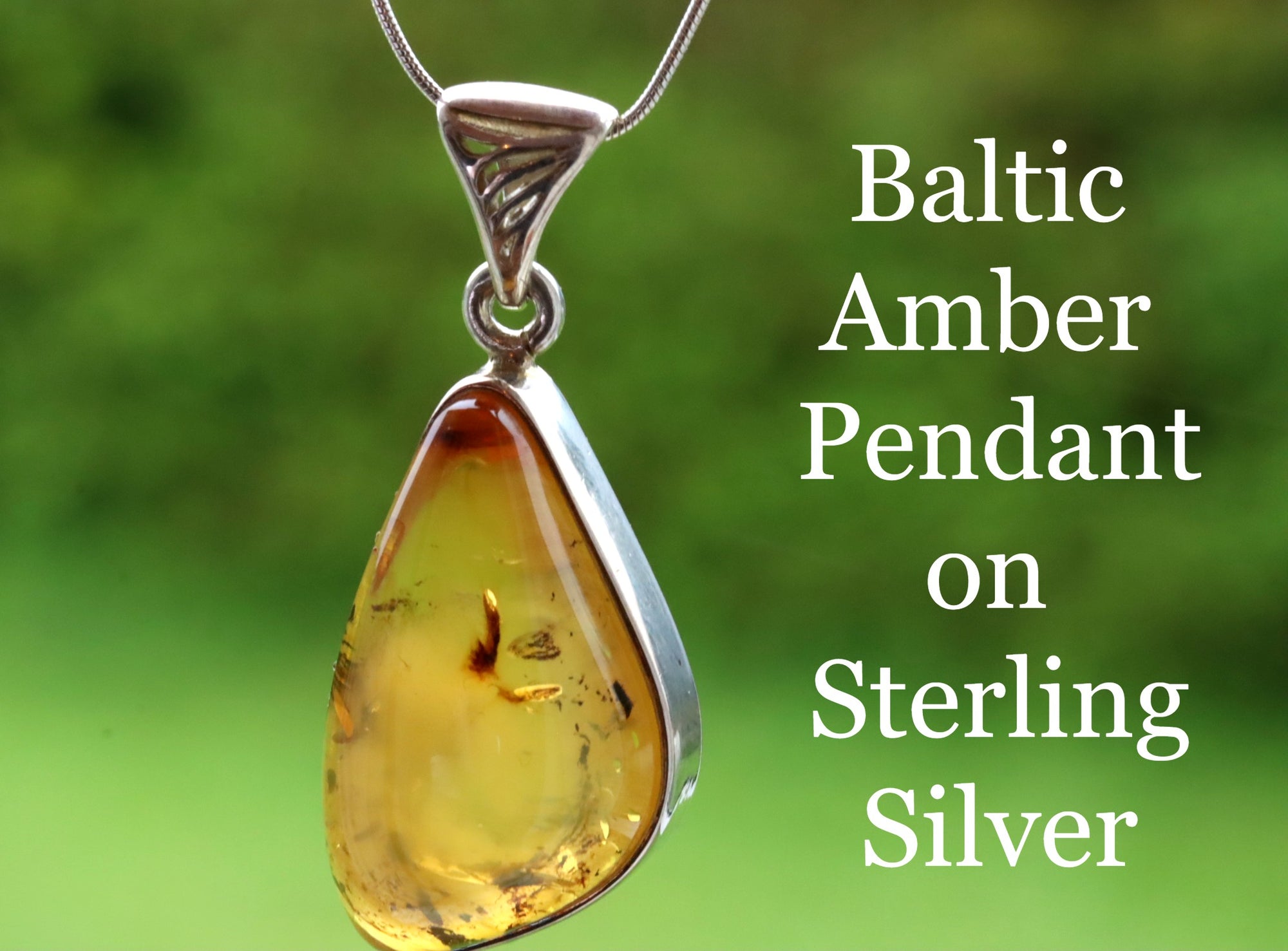 One Of A Kind Natural Baltic Amber Pendant on Sterling Silver