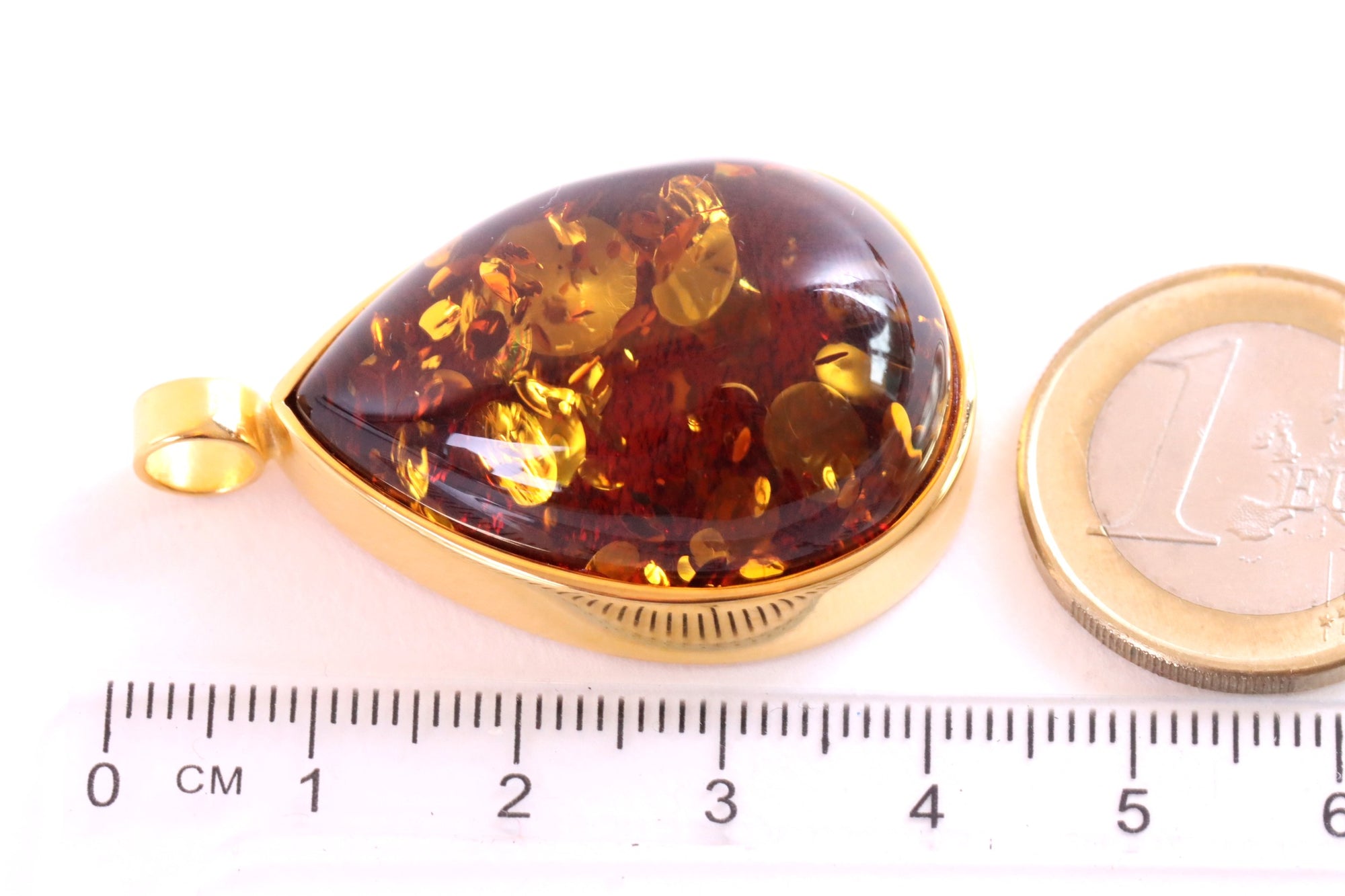 Solid Baltic Amber Pendant on 925 Gold Plated Silver