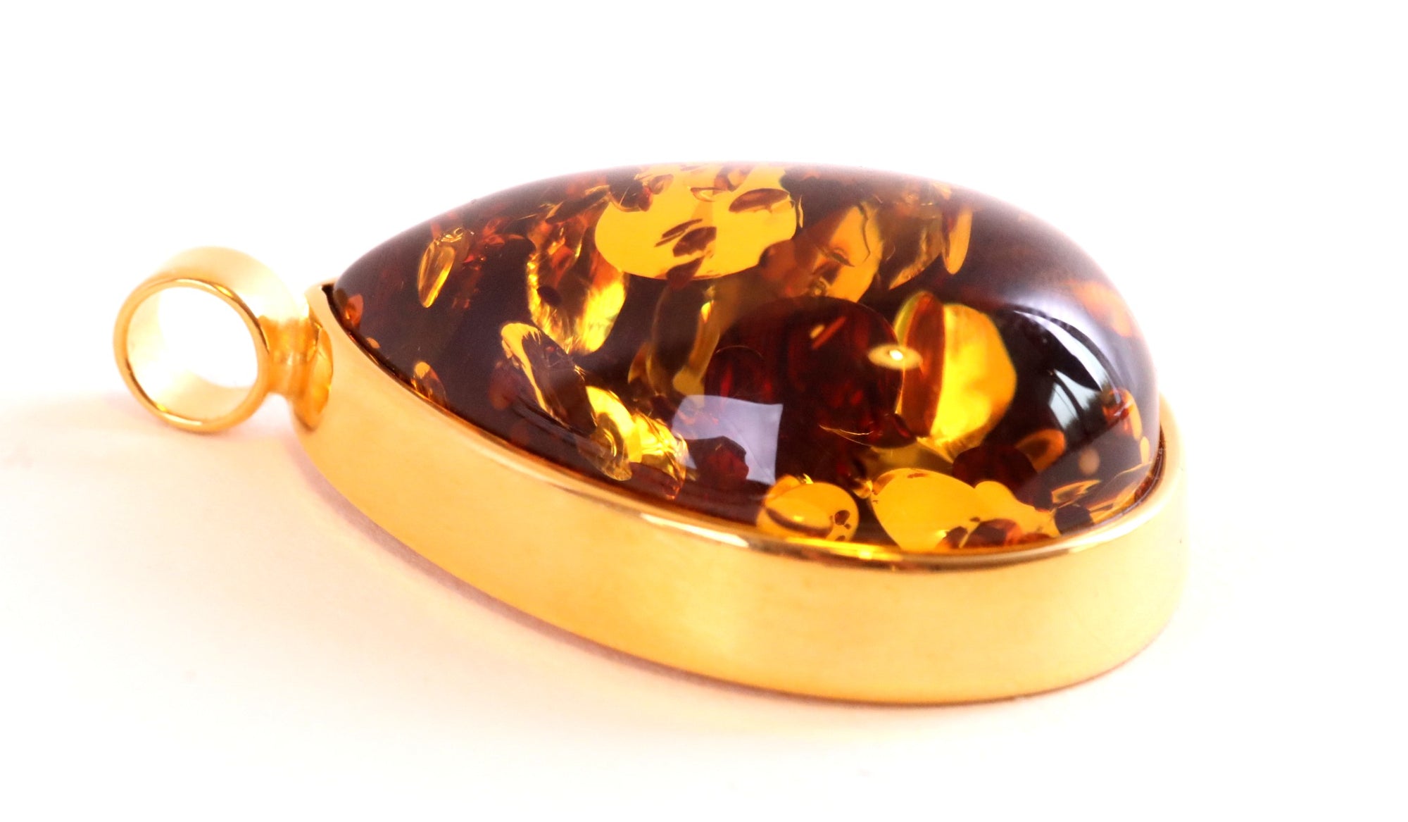 Solid Baltic Amber Pendant on 925 Gold Plated Silver