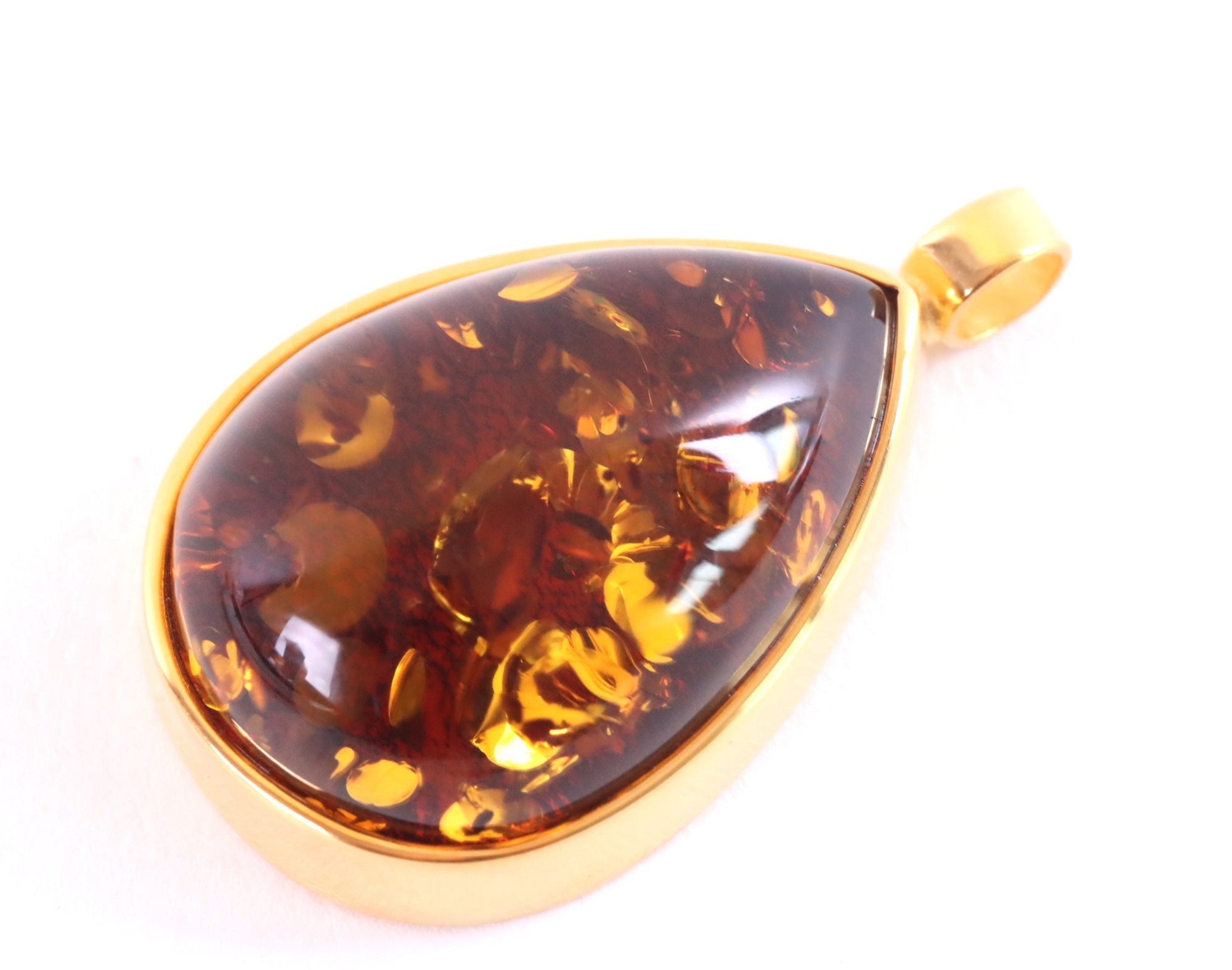 Solid Baltic Amber Pendant on 925 Gold Plated Silver