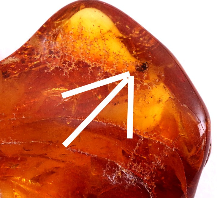 Natural Handmade Amber Amulet Pendant with Tiny Insect Inclusion