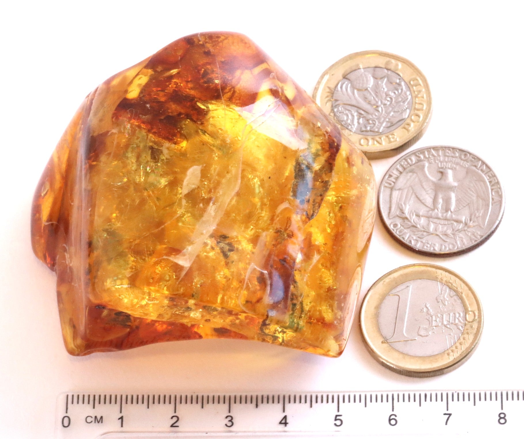 Unusual Piece Of Large Baltic Amber With A Spider And 2 X Fly Inclusions