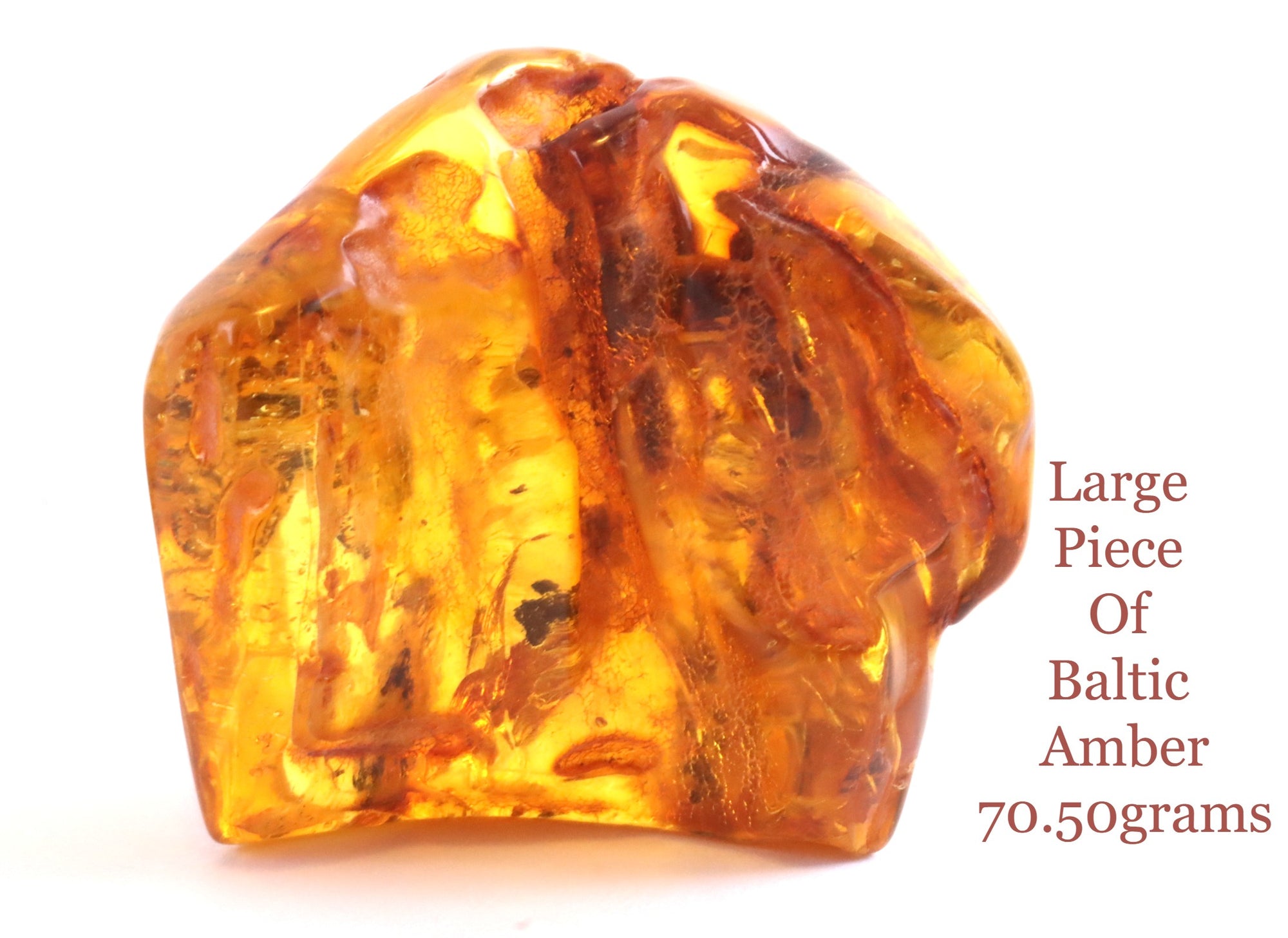 Unusual Piece Of Large Baltic Amber With A Spider And 2 X Fly Inclusions