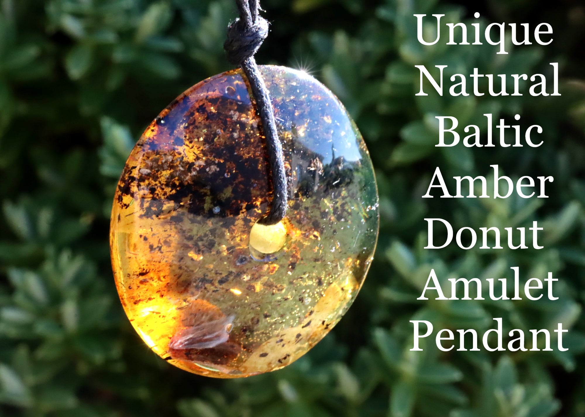 Large Baltic Amber Donut Amulet Pendant