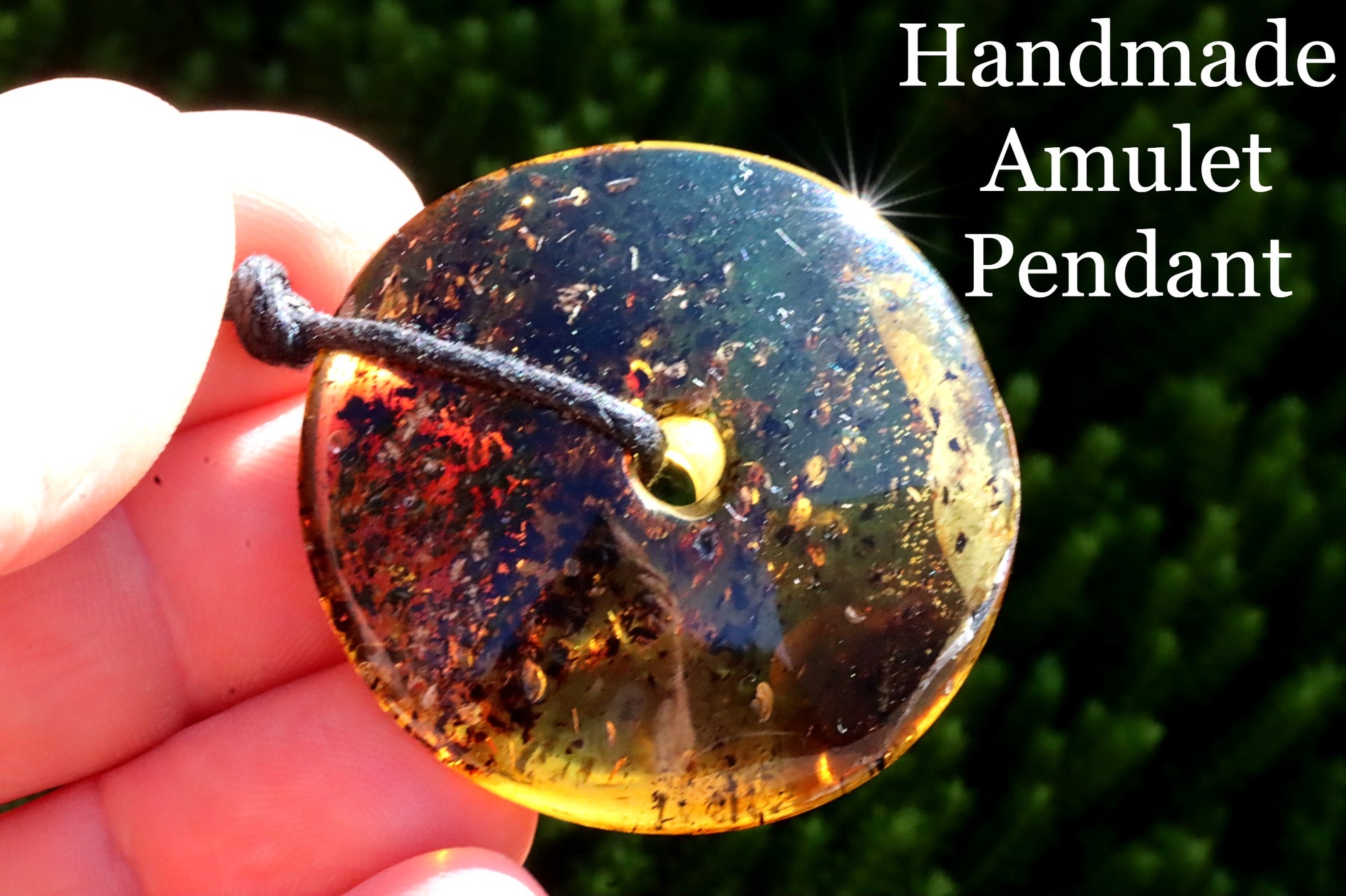 Large Baltic Amber Donut Amulet Pendant