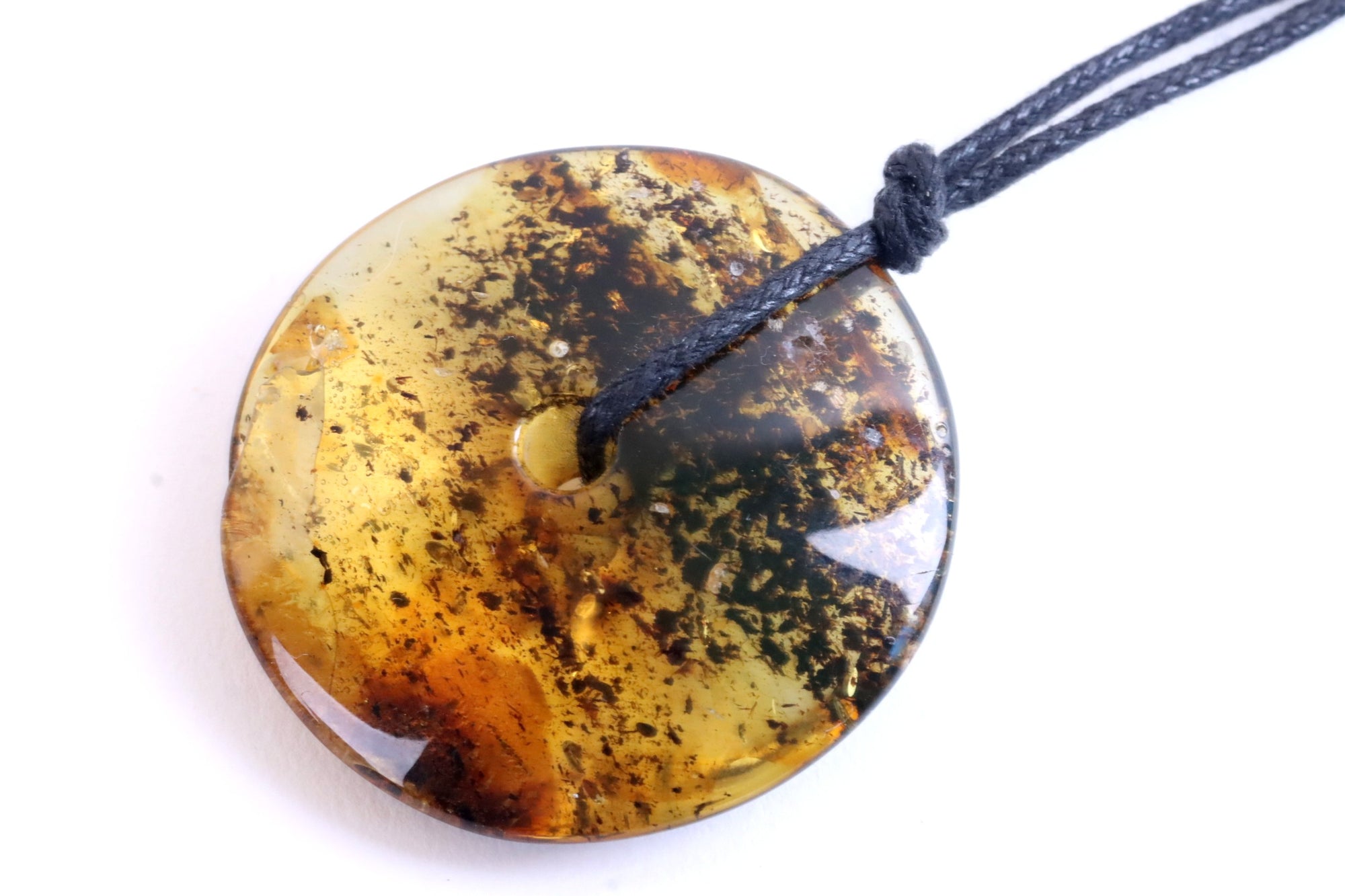 Large Baltic Amber Donut Amulet Pendant