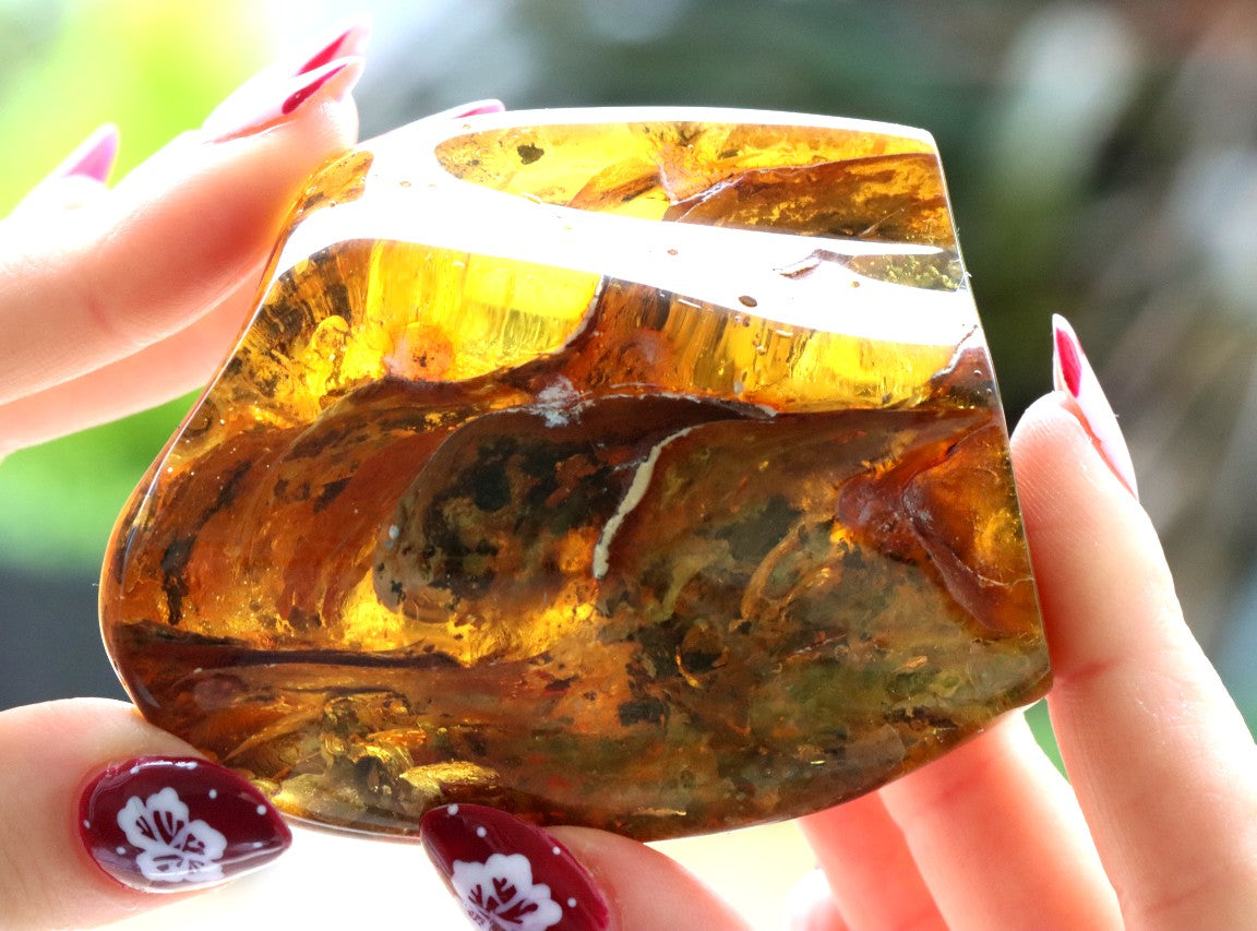 Large 66g Baltic Amber Gem Unique Free-Standing Fossil Resin